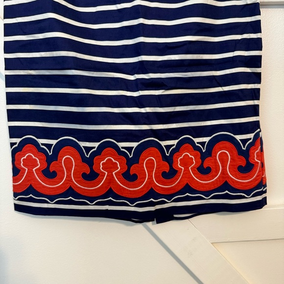 Vineyard Vines Striped Nautical Printed Mini Pencil Skirt Blue Sz 2 - Picture 2 of 7